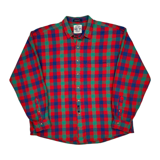 Salty Dog Washed Gant Checked Flannel Shirt - Large Multicoloured Cotton