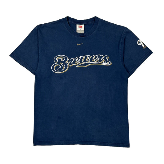 Brewers Nike Mlb T-Shirt - Medium Blue Cotton