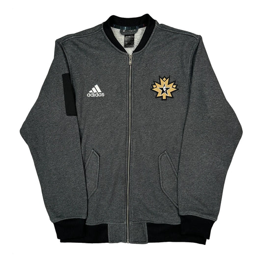 Star Logo Adidas Zip Up - Large Grey Polyester