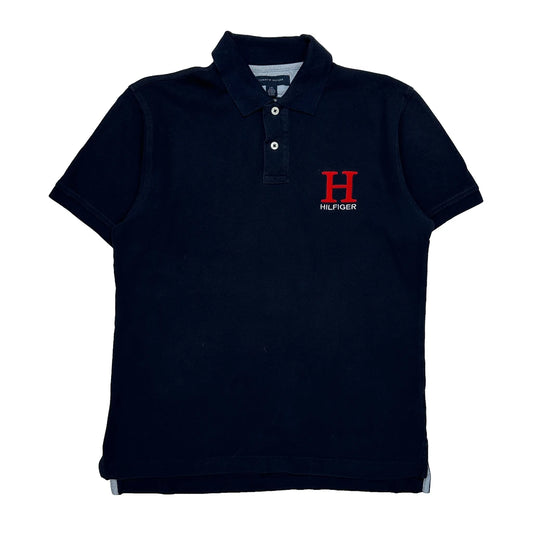 Vintage Tommy Hilfiger Slim Fit Polo Shirt - Large Black Cotton