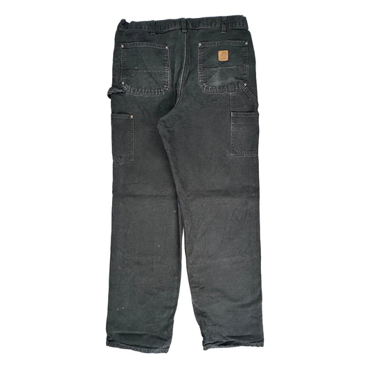 Vintage Blk Carhartt Double Knee Carpenter Trousers - 34W 34L Black Cotton