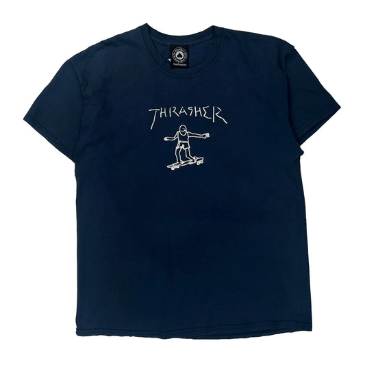 Skateboarding Thrasher Graphic T-Shirt - Large Blue Cotton
