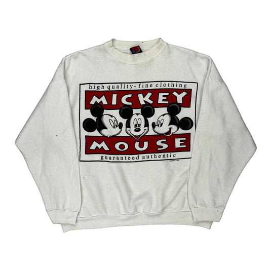 Made In USa Mickey Mouse Mickey Unlimited Cartoon Sweatshirt - XL White Cotton