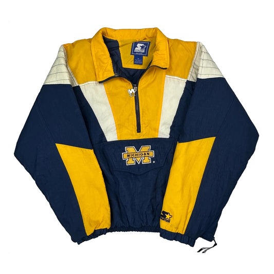 Michigan Starter College Windbreaker - XL Blue Nylon