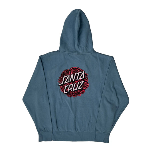 Vintage Santa Cruz Graphic Hoodie - Medium Blue Cotton Blend