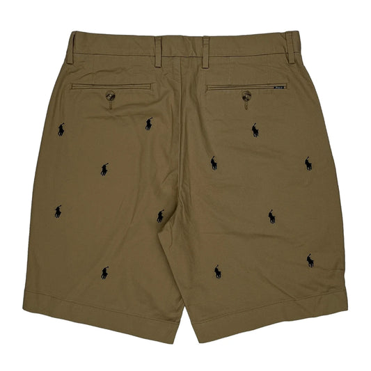 Polo By Ralph Lauren All Over Pony Chino Shorts - 31W 9L Khaki Cotton