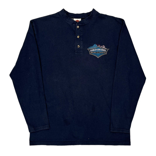 Harley Davidson Long Sleeve T-Shirt - XL Navy Cotton
