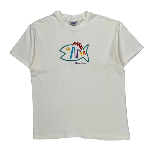 Hanes Graphic T-Shirt - Large White Cotton