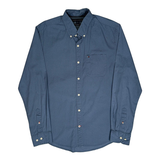 Tommy Hilfiger Fitted Patterned Shirt - Medium Blue Cotton