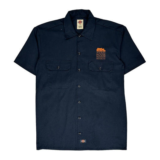 Wyckoff House Museum Brooklyn Dickies Short Sleeve Shirt - Small Navy Polyester Blend