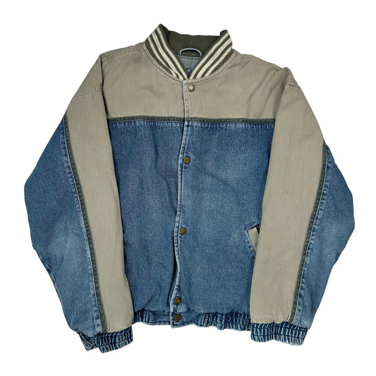 Eagles Ridge Panelled Varsity Jacket - Large Blue Cotton