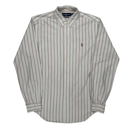 Ralph Lauren Striped Shirt - Medium White Cotton