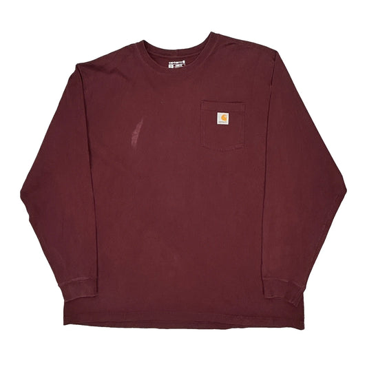 Carhartt Tall Long Sleeve T-Shirt - 2XL Burgundy Cotton