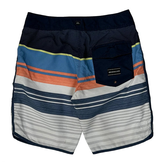 Vintage Quiksilver Striped Shorts - 29″ Waist White Polyester