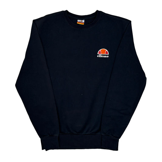 Vintage Ellesse Sweatshirt - Large Black Cotton