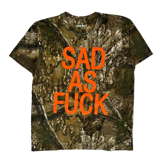 Vintage Sad Af Emo Nite Camo T-Shirt - XL Green Cotton