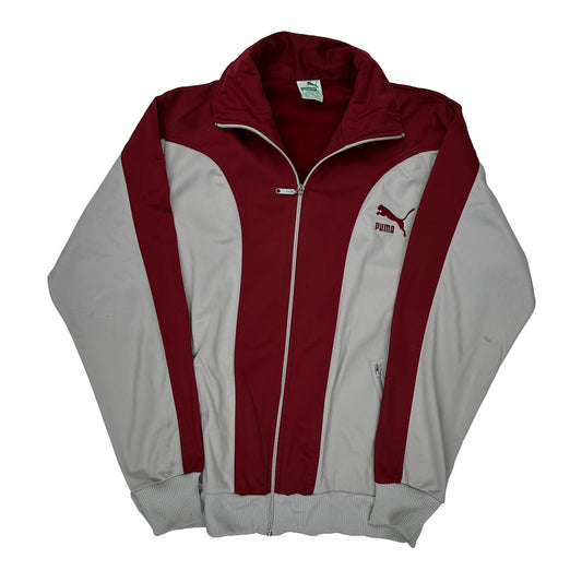 Puma Striped Track Jacket - Large Grey Polyester