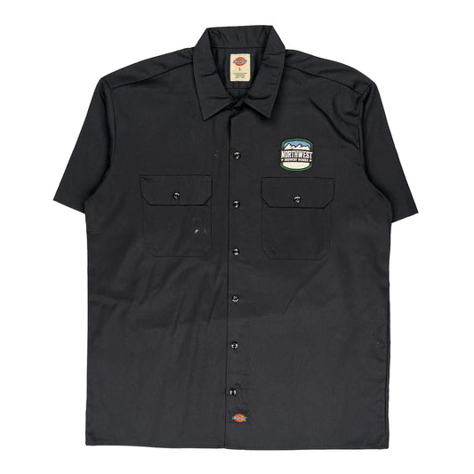 Dickies Short Sleeve Shirt - Large Black Polyester Blend