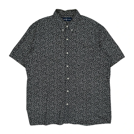 Ralph Lauren Floral Short Sleeve Shirt - Large Black Cotton