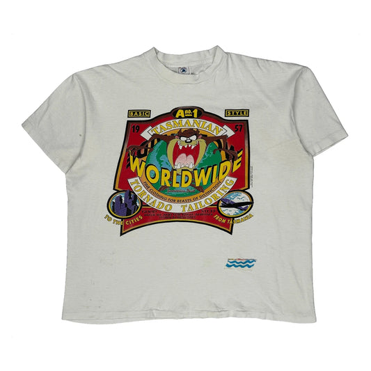 Tasmanian Devil Delta Cartoon T-Shirt - XL White Cotton