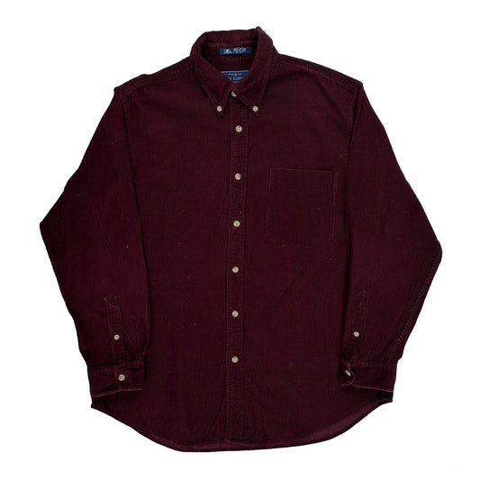John Ashford Shirt - Large Burgundy Cotton