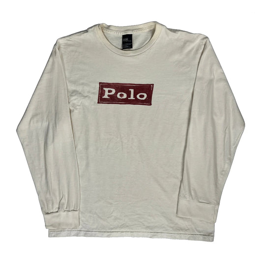 Age 15 Polo By Ralph Lauren Spellout Long Sleeve T-Shirt - XL Cream Cotton