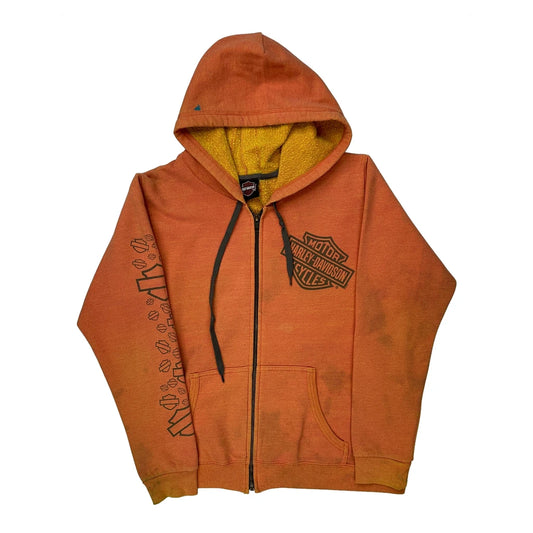 Vintage Motorcycles Harley Davidson Graphic Hoodie - Small Orange Cotton