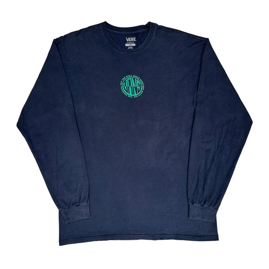Vintage Vans Graphic Long Sleeve T-Shirt - Large Navy Cotton