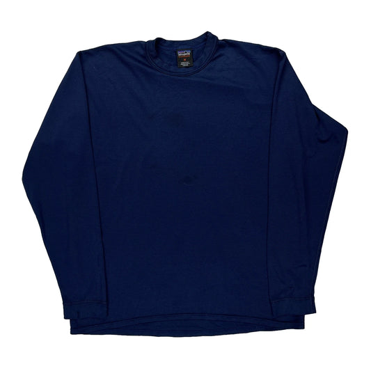 Made In USA, Capilene Patagonia Long Sleeve T-Shirt - Medium Blue Cotton