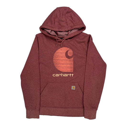 Rain Defender Carhartt Graphic Hoodie - Medium Burgundy Cotton Blend