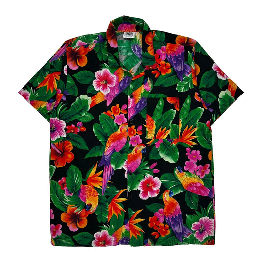 Caribbean Club Floral Hawaiian Shirt - Large Multicoloured Cotton