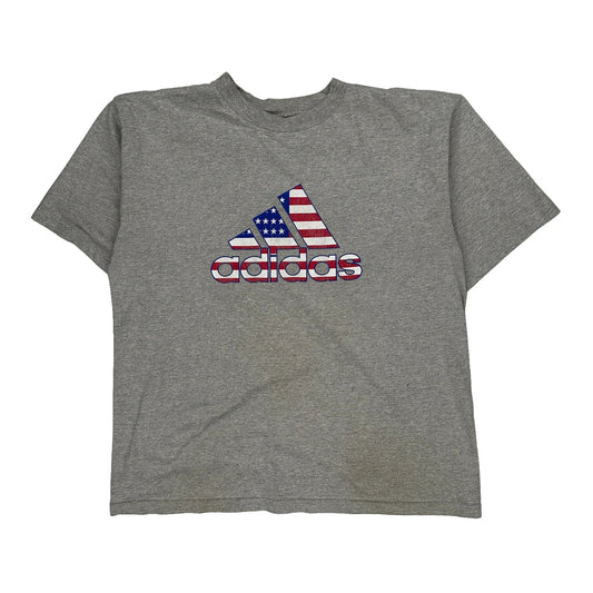 Vintage Adidas Graphic T-Shirt - Large Grey Cotton