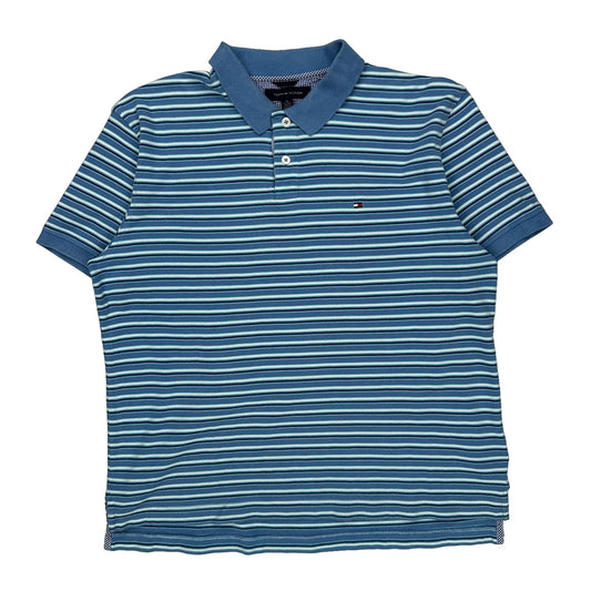 Tommy Hilfiger Striped Polo Shirt - XL Blue Cotton