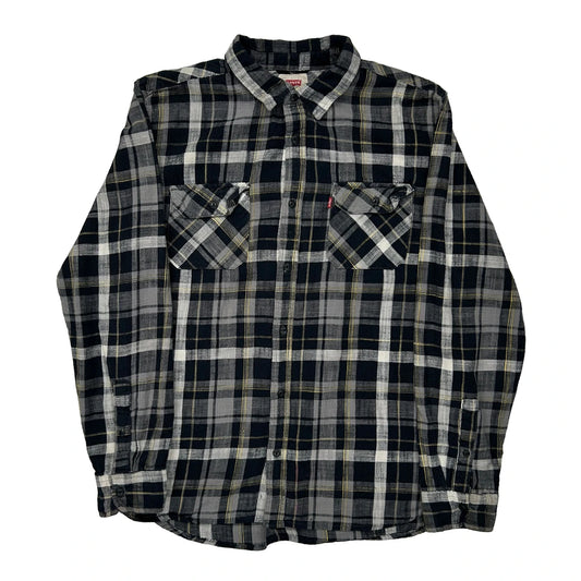Levis Checked Flannel Shirt - Large Black Cotton