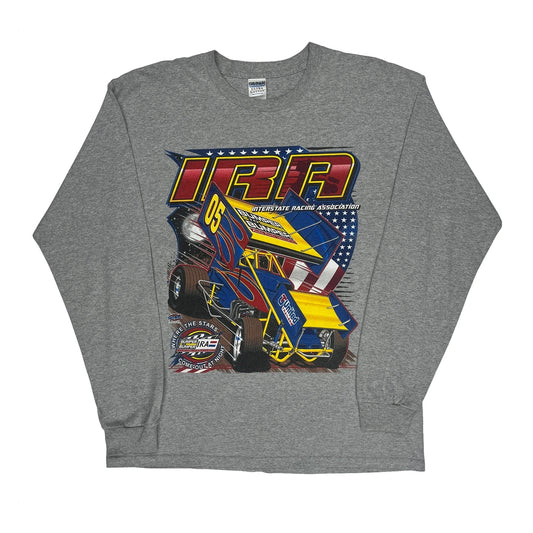 Interstate Racing Association Gildan Graphic Long Sleeve T-Shirt - XL Grey Cotton