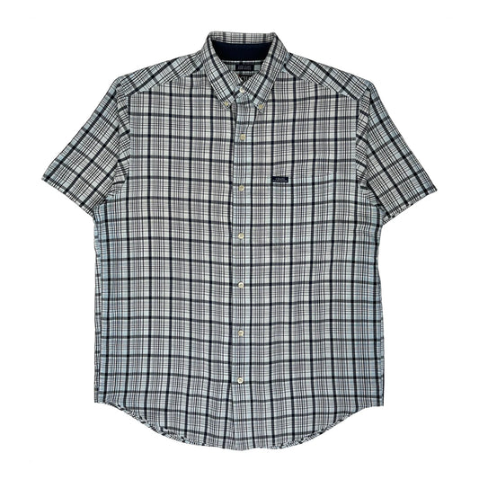 Chaps Ralph Lauren Checked Short Sleeve Shirt - Medium White Cotton