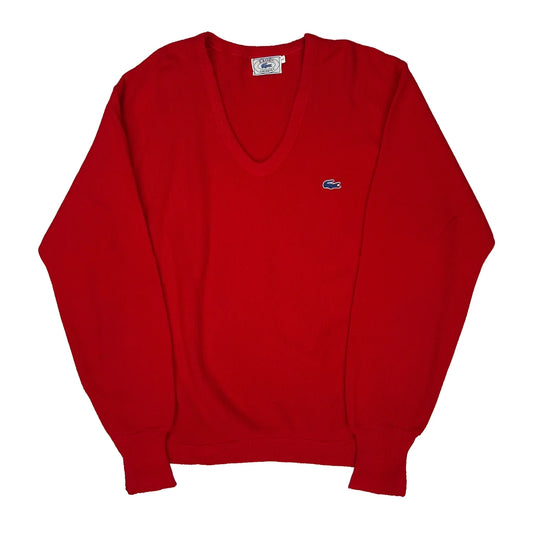 Izod V-Neck Jumper - Large Red Cotton