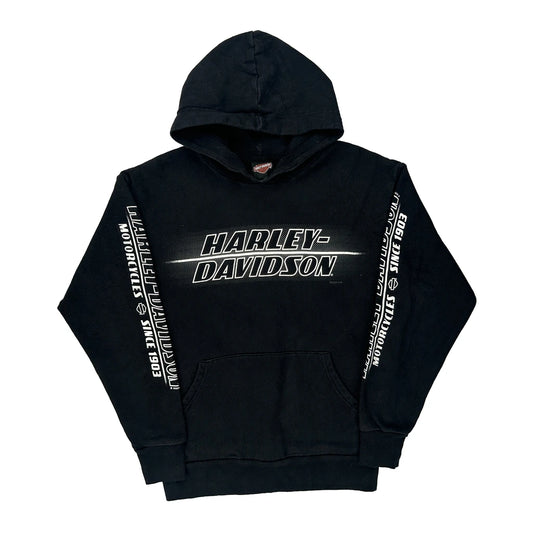 Harley Davidson Graphic Hoodie - Small Black Cotton
