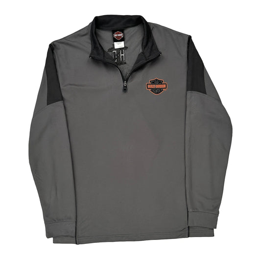 Harley Davidson 1/4 Zip - XL Grey Polyester