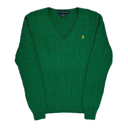 Ralph Lauren Sport Cable Knit Sweater - Small Green Cotton