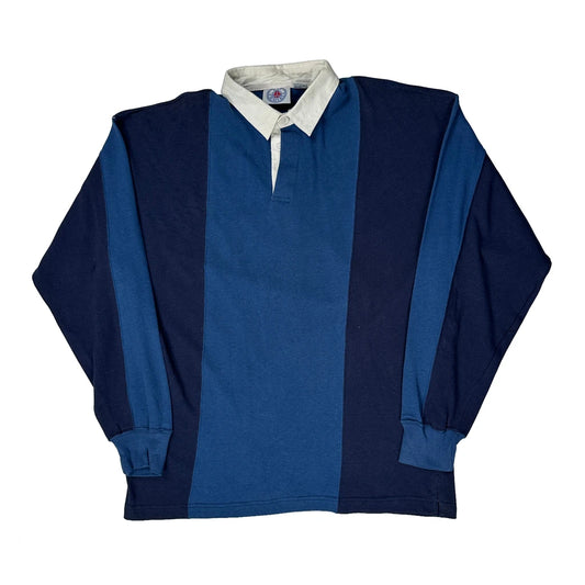 Bay Waters Striped Rugby Shirt - Large Navy Cotton