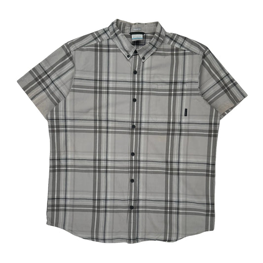 Columbia Checked Short Sleeve Shirt - XL Grey Cotton