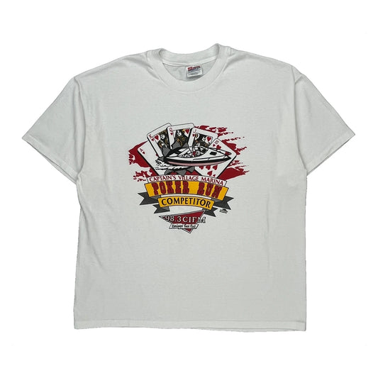 Poker Run Competitor Hanes Graphic T-Shirt - XL White Cotton Blend