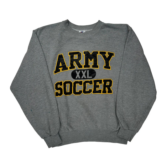 Army Soccer Champion College Sweatshirt - Large Grey Cotton