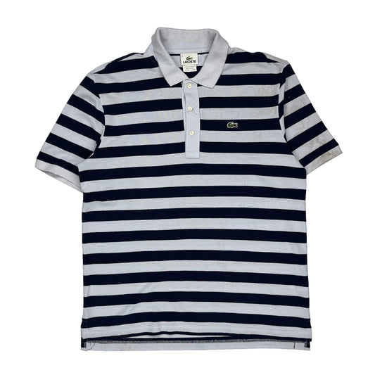 Lacoste Striped Polo Shirt - Large Navy Cotton