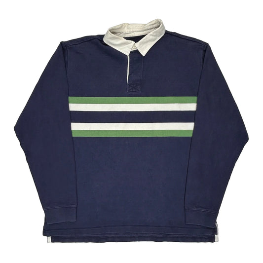 Vintage L.L.Bean Striped Rugby Shirt - Large Navy Cotton