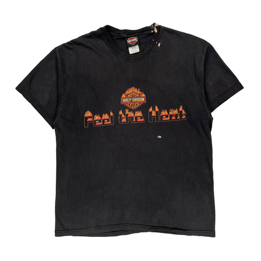 Harley Davidson Graphic T-Shirt - Large Black Cotton