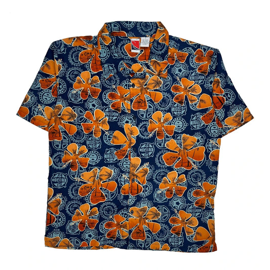 Unbranded Floral Hawaiian Shirt - XL Blue Polyester
