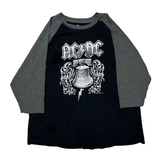 Ac/Dc Liquid Blue Band Long Sleeve T-Shirt - 2XL Grey Cotton