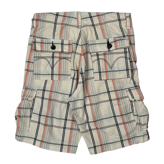 Levis Checked Cargo Shorts - 31W 10L Cream Cotton